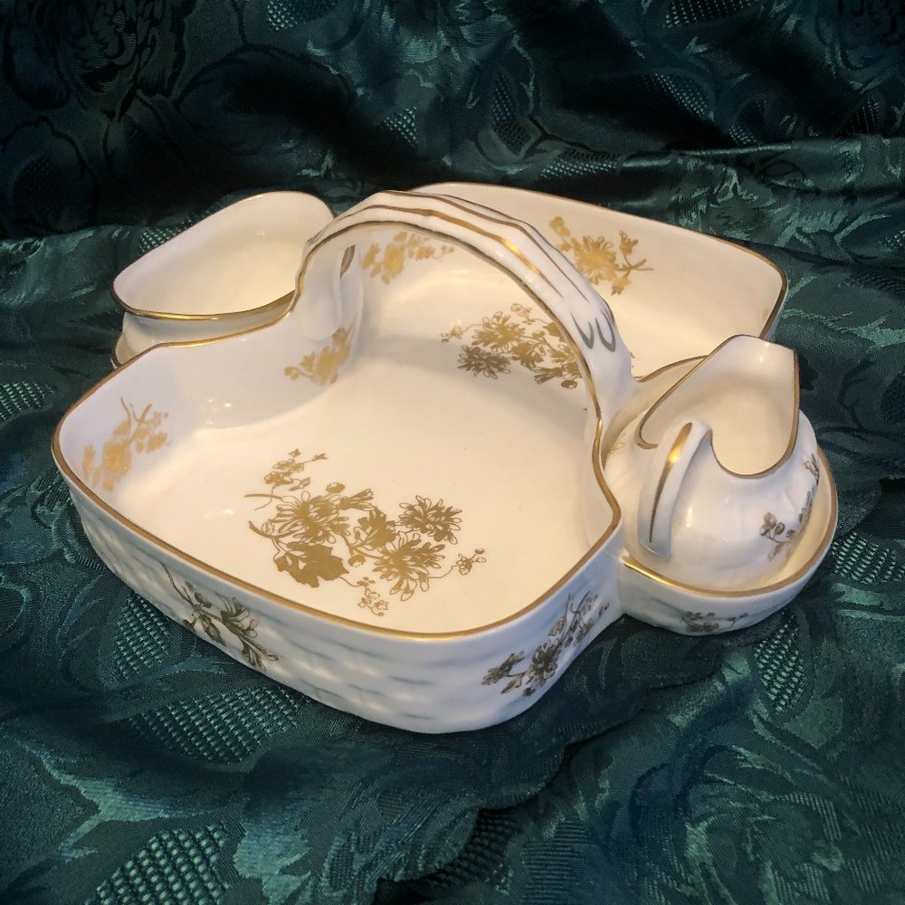 Vintage Hammersley Strawberry Basket 3pc Set